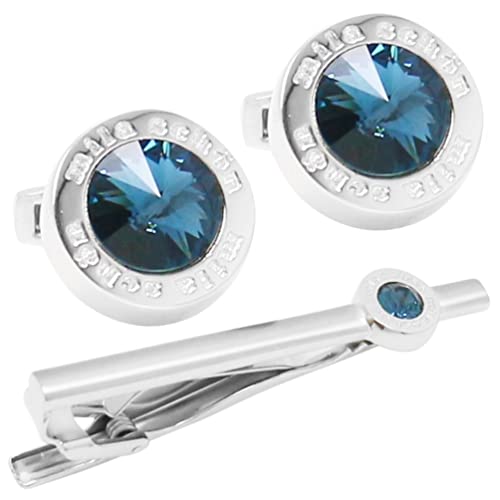 mila schon ミラ ショーン ブルー クリスタルガラス カフス ネクタイ